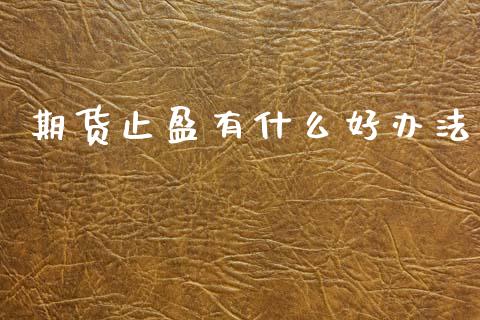期货止盈有什么好办法_https://m.jnlaobingbanjia.com_基金市场_第1张
