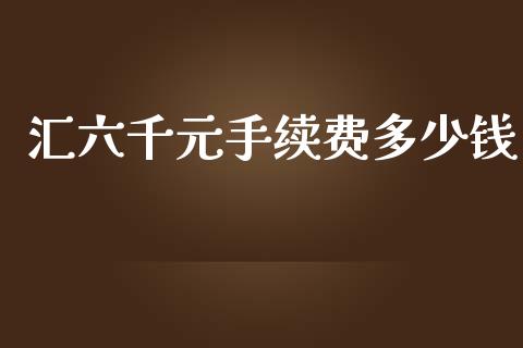 汇六千元手续费多少钱_https://m.jnlaobingbanjia.com_理财规划_第1张