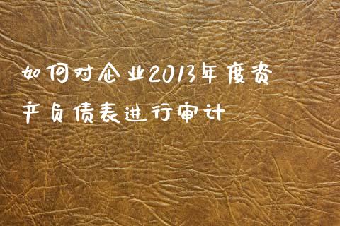 如何对企业2013年度资产负债表进行审计_https://m.jnlaobingbanjia.com_金融监管_第1张