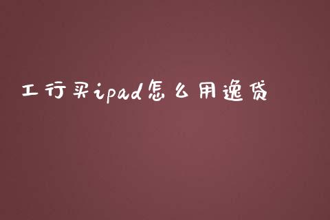 工行买ipad怎么用逸贷_https://m.jnlaobingbanjia.com_全球市场_第1张