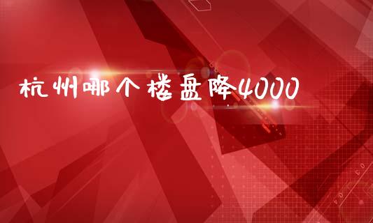 杭州哪个楼盘降4000_https://m.jnlaobingbanjia.com_全球市场_第1张