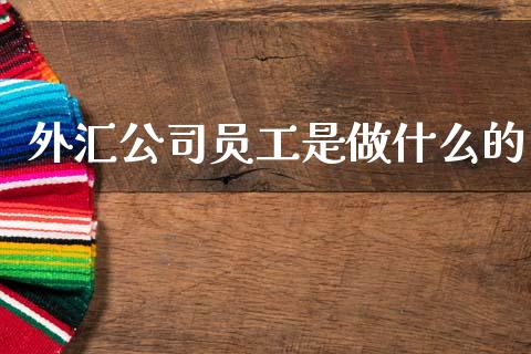 外汇公司员工是做什么的_https://m.jnlaobingbanjia.com_股市新闻_第1张