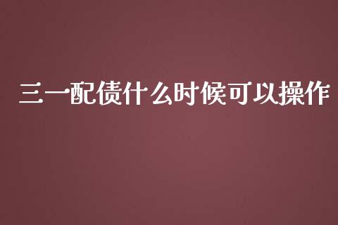 三一配债什么时候可以操作_https://m.jnlaobingbanjia.com_基金市场_第1张