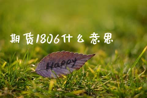 期货1806什么意思_https://m.jnlaobingbanjia.com_金融监管_第1张