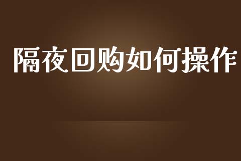 隔夜回购如何操作_https://m.jnlaobingbanjia.com_区块链_第1张