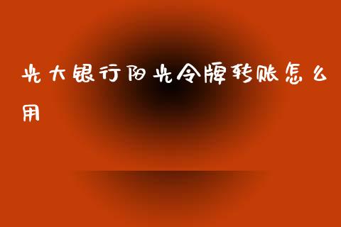 光大银行阳光令牌转账怎么用_https://m.jnlaobingbanjia.com_全球市场_第1张