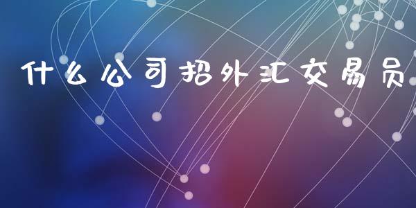 什么公司招外汇交易员_https://m.jnlaobingbanjia.com_全球市场_第1张
