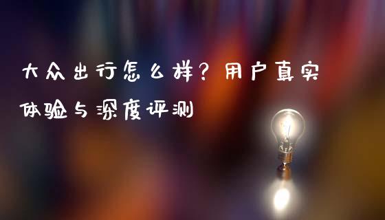 大众出行怎么样？用户真实体验与深度评测_https://m.jnlaobingbanjia.com_股市新闻_第1张