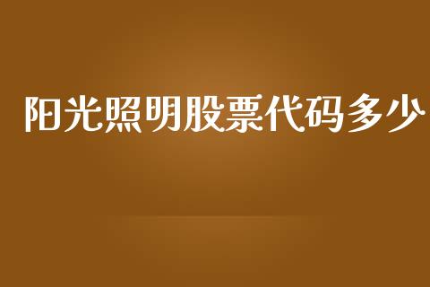 阳光照明股票代码多少_https://m.jnlaobingbanjia.com_股市新闻_第1张