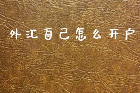 外汇自己怎么开户_https://m.jnlaobingbanjia.com_股市新闻_第1张