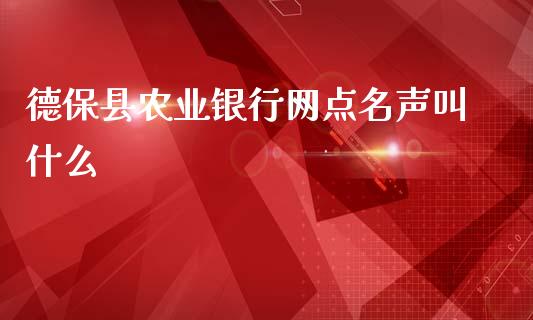 德保县农业银行网点名声叫什么_https://m.jnlaobingbanjia.com_全球市场_第1张