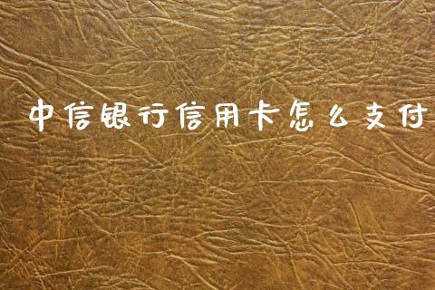 中信银行信用卡怎么支付_https://m.jnlaobingbanjia.com_金融监管_第1张