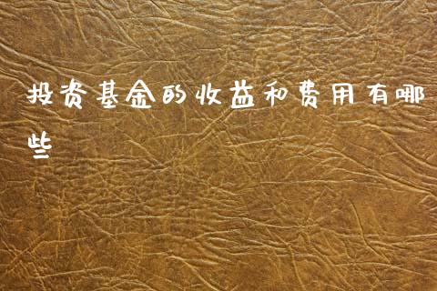 投资基金的收益和费用有哪些_https://m.jnlaobingbanjia.com_基金市场_第1张