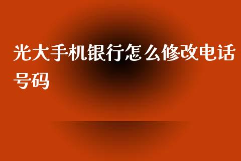 光大手机银行怎么修改电话号码_https://m.jnlaobingbanjia.com_理财规划_第1张