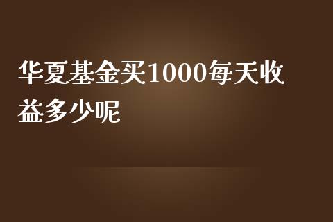 华夏基金买1000每天收益多少呢_https://m.jnlaobingbanjia.com_金融监管_第1张
