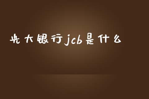 光大银行jcb是什么_https://m.jnlaobingbanjia.com_金融监管_第1张