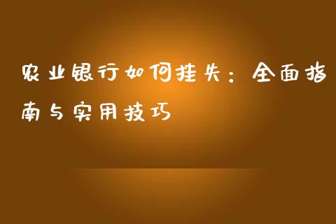 农业银行如何挂失：全面指南与实用技巧_https://m.jnlaobingbanjia.com_基金市场_第1张