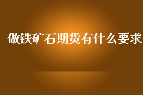 做铁矿石期货有什么要求_https://m.jnlaobingbanjia.com_金融监管_第1张