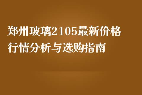 郑州玻璃2105最新价格行情分析与选购指南_https://m.jnlaobingbanjia.com_理财规划_第1张