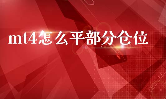 mt4怎么平部分仓位_https://m.jnlaobingbanjia.com_理财规划_第1张