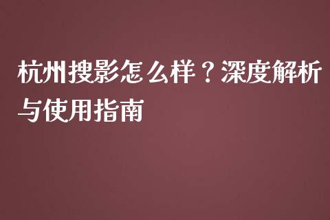杭州搜影怎么样？深度解析与使用指南_https://m.jnlaobingbanjia.com_理财规划_第1张