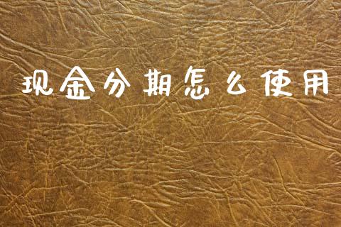 现金分期怎么使用_https://m.jnlaobingbanjia.com_全球市场_第1张