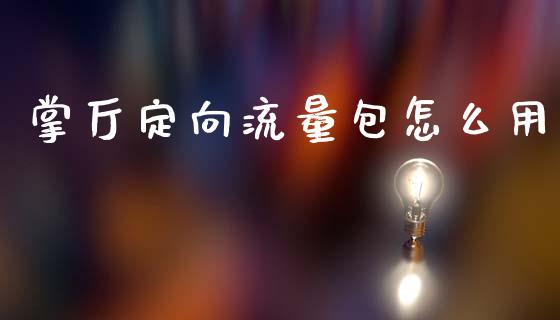 掌厅定向流量包怎么用_https://m.jnlaobingbanjia.com_区块链_第1张