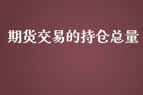 期货交易的持仓总量_https://m.jnlaobingbanjia.com_理财规划_第1张