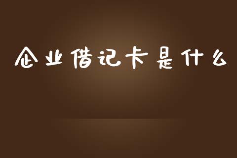 企业借记卡是什么_https://m.jnlaobingbanjia.com_基金市场_第1张
