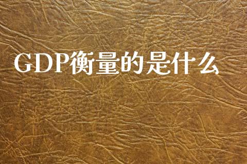 GDP衡量的是什么_https://m.jnlaobingbanjia.com_理财规划_第1张