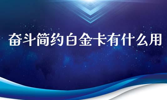 奋斗简约白金卡有什么用_https://m.jnlaobingbanjia.com_理财规划_第1张