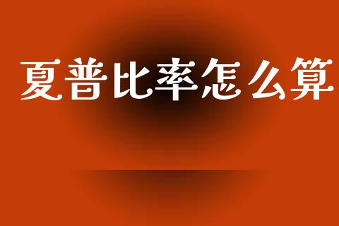 夏普比率怎么算_https://m.jnlaobingbanjia.com_股市新闻_第1张