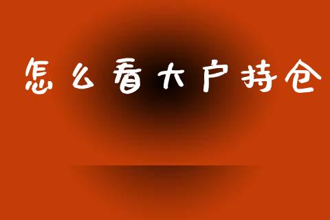 怎么看大户持仓_https://m.jnlaobingbanjia.com_股市新闻_第1张