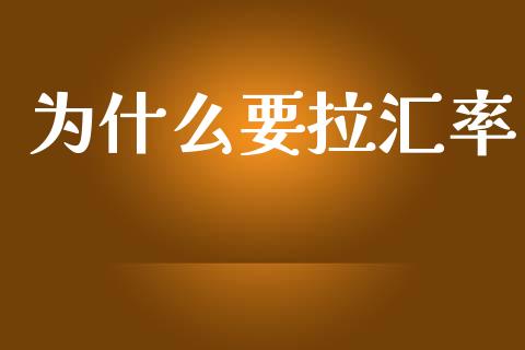 为什么要拉汇率_https://m.jnlaobingbanjia.com_金融监管_第1张