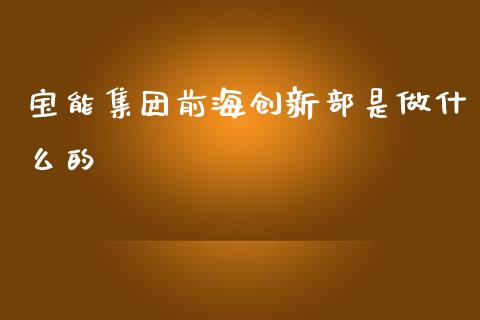 宝能集团前海创新部是做什么的_https://m.jnlaobingbanjia.com_全球市场_第1张