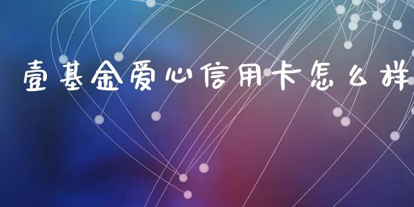 壹基金爱心信用卡怎么样_https://m.jnlaobingbanjia.com_全球市场_第1张