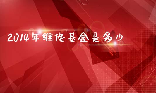 2014年维修基金是多少_https://m.jnlaobingbanjia.com_全球市场_第1张