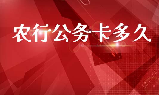 农行公务卡多久_https://m.jnlaobingbanjia.com_全球市场_第1张