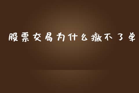 股票交易为什么撤不了单_https://m.jnlaobingbanjia.com_理财规划_第1张