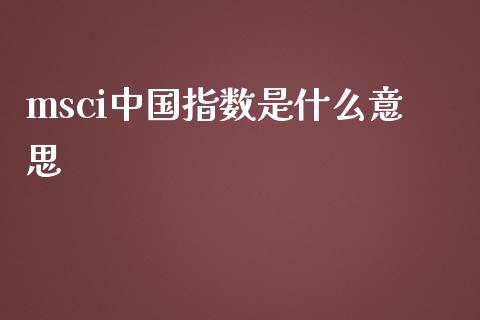 msci中国指数是什么意思_https://m.jnlaobingbanjia.com_基金市场_第1张