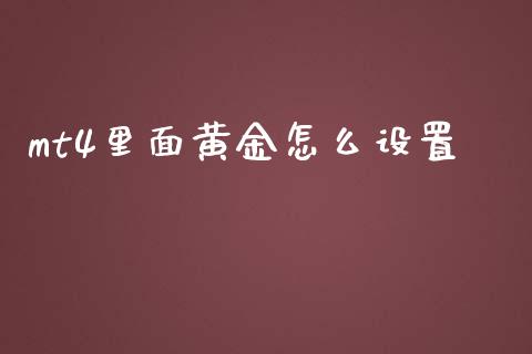 mt4里面黄金怎么设置_https://m.jnlaobingbanjia.com_金融监管_第1张