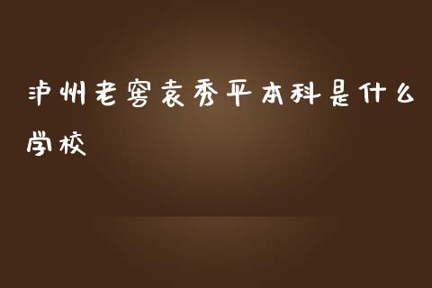 泸州老窖袁秀平本科是什么学校_https://m.jnlaobingbanjia.com_金融监管_第1张