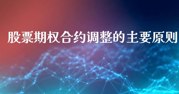 股票期权合约调整的主要原则_https://m.jnlaobingbanjia.com_金融监管_第1张