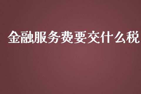 金融服务费要交什么税_https://m.jnlaobingbanjia.com_全球市场_第1张