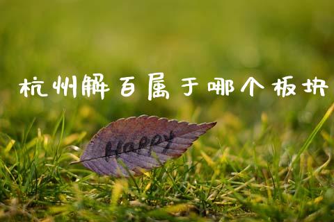 杭州解百属于哪个板块_https://m.jnlaobingbanjia.com_基金市场_第1张