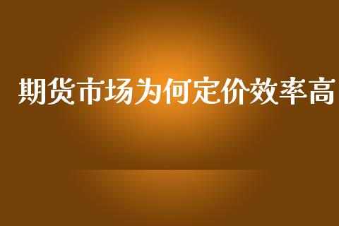 期货市场为何定价效率高_https://m.jnlaobingbanjia.com_理财规划_第1张