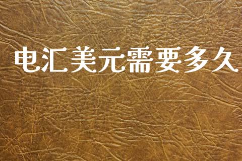 电汇美元需要多久_https://m.jnlaobingbanjia.com_理财规划_第1张