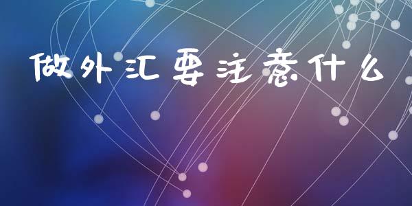 做外汇要注意什么_https://m.jnlaobingbanjia.com_金融监管_第1张