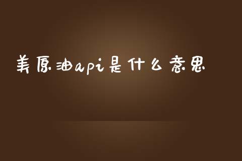 美原油api是什么意思_https://m.jnlaobingbanjia.com_基金市场_第1张
