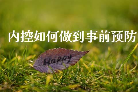 内控如何做到事前预防_https://m.jnlaobingbanjia.com_股市新闻_第1张